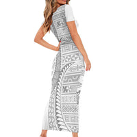 Tokelau White Sunday Family Matching Short Sleeve Bodycon Dress and Hawaiian Shirt Lotu Tamaiti Ngatu Tokelau Feletoa Manulua LT9 - Polynesian Pride