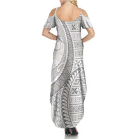 Tokelau White Sunday Family Matching Summer Maxi Dress and Hawaiian Shirt Lotu Tamaiti Ngatu Tokelau Feletoa Manulua LT9 - Polynesian Pride