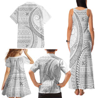 Tokelau White Sunday Family Matching Tank Maxi Dress and Hawaiian Shirt Lotu Tamaiti Ngatu Tokelau Feletoa Manulua LT9 - Polynesian Pride