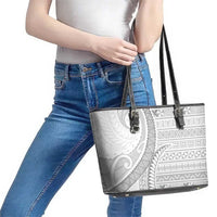 Tokelau White Sunday Leather Tote Bag Lotu Tamaiti Ngatu Tokelau Feletoa Manulua LT9 - Polynesian Pride