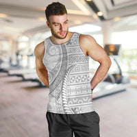Tokelau White Sunday Men Tank Top Lotu Tamaiti Ngatu Tokelau Feletoa Manulua LT9 White - Polynesian Pride