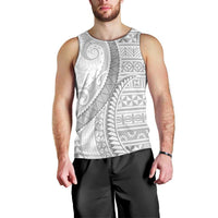 Tokelau White Sunday Men Tank Top Lotu Tamaiti Ngatu Tokelau Feletoa Manulua LT9 - Polynesian Pride