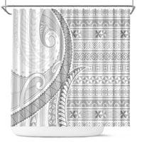 Tokelau White Sunday Shower Curtain Lotu Tamaiti Ngatu Tokelau Feletoa Manulua LT9 White - Polynesian Pride