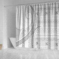 Tokelau White Sunday Shower Curtain Lotu Tamaiti Ngatu Tokelau Feletoa Manulua LT9 - Polynesian Pride