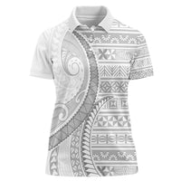 Tokelau White Sunday Women Polo Shirt Lotu Tamaiti Ngatu Tokelau Feletoa Manulua LT9 Female White - Polynesian Pride