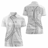 Tokelau White Sunday Women Polo Shirt Lotu Tamaiti Ngatu Tokelau Feletoa Manulua LT9 - Polynesian Pride