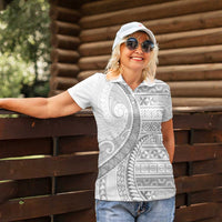 Tokelau White Sunday Women Polo Shirt Lotu Tamaiti Ngatu Tokelau Feletoa Manulua LT9 - Polynesian Pride
