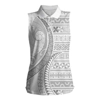 Tokelau White Sunday Women Sleeveless Polo Shirt Lotu Tamaiti Ngatu Tokelau Feletoa Manulua LT9 Female White - Polynesian Pride