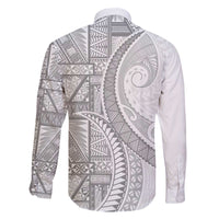 Tonga White Sunday Family Matching Off The Shoulder Long Sleeve Dress and Hawaiian Shirt Lotu Tamaiti Ngatu Tribal - Polynesian Pride