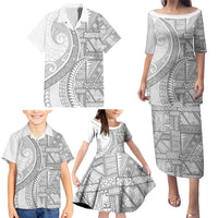 Tonga White Sunday Family Matching Puletasi and Hawaiian Shirt Lotu Tamaiti Ngatu Tribal LT9 - Polynesian Pride