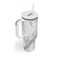 Tonga White Sunday Tumbler With Handle Lotu Tamaiti Ngatu Tribal - Polynesian Pride