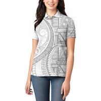 Tonga White Sunday Women Polo Shirt Lotu Tamaiti Ngatu Tribal - Polynesian Pride