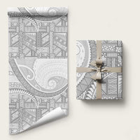 Tonga White Sunday Wrapping Paper Lotu Tamaiti Ngatu Tribal LT9 58" × 23" White - Polynesian Pride