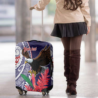 American Samoa Bald Eagle Personalized Luggage Cover Polynesian Teuila Flowers - Polynesian Pride