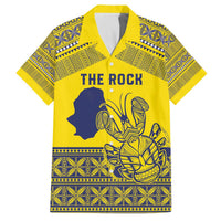 Niue Crab Personalised Family Matching Off The Shoulder Long Sleeve Dress and Hawaiian Shirt Niuean Hiapo Pattern LT9 Dad's Shirt - Short Sleeve Gold - Polynesian Pride