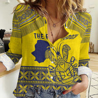 Niue Crab Personalised Women Casual Shirt Niuean Hiapo Pattern LT9 Female Gold - Polynesian Pride