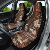 Vintage Samoa Siapo Mamanu Car Seat Cover Brown Samoan Tapa Motif - Polynesian Pride