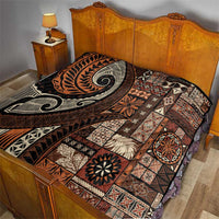Vintage Samoa Siapo Mamanu Quilt Brown Samoan Tapa Motif - Polynesian Pride