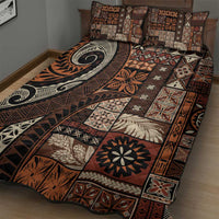 Vintage Samoa Siapo Mamanu Quilt Bed Set Brown Samoan Tapa Motif - Polynesian Pride