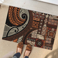 Vintage Samoa Siapo Mamanu Rubber Doormat Brown Samoan Tapa Motif - Polynesian Pride