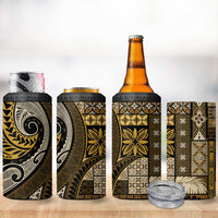 Vintage Samoa Siapo Mamanu 4 in 1 Can Cooler Tumbler Gold Samoan Tapa Motif - Polynesian Pride
