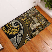 Vintage Samoa Siapo Mamanu Rubber Doormat Gold Samoan Tapa Motif - Polynesian Pride