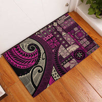 Vintage Samoa Siapo Mamanu Rubber Doormat Pink Samoan Tapa Motif - Polynesian Pride
