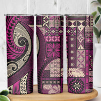 Vintage Samoa Siapo Mamanu Skinny Tumbler Pink Samoan Tapa Motif - Polynesian Pride