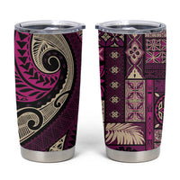Vintage Samoa Siapo Mamanu Tumbler Cup Pink Samoan Tapa Motif - Polynesian Pride