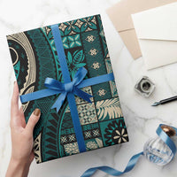 Vintage Samoa Siapo Mamanu Wrapping Paper Teal Samoan Tapa Motif - Polynesian Pride