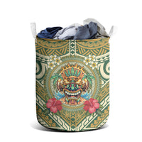 Hawaii Tiki Mask Laundry Basket Mele Kalikimaka i Iulai! LT9 - Polynesian Pride