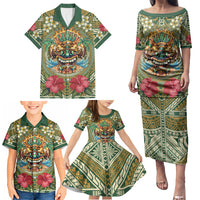 Hawaii Tiki Mask Personalized Family Matching Puletasi and Hawaiian Shirt Mele Kalikimaka i Iulai! LT9 - Polynesian Pride