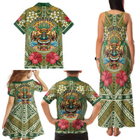 Hawaii Tiki Mask Personalized Family Matching Tank Maxi Dress and Hawaiian Shirt Mele Kalikimaka i Iulai! LT9 - Polynesian Pride