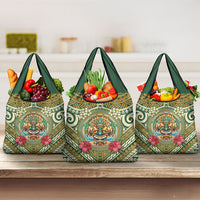 Hawaii Tiki Mask Grocery Bag Mele Kalikimaka i Iulai! LT9 3-pack One Size Green - Polynesian Pride