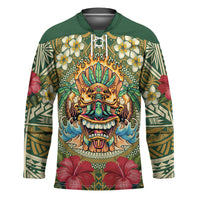 Hawaii Tiki Mask Personalized Hockey Jersey Mele Kalikimaka i Iulai! LT9 Unisex Green - Polynesian Pride