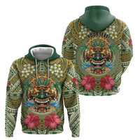 Hawaii Tiki Mask Personalized Hoodie Mele Kalikimaka i Iulai!