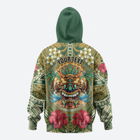 Hawaii Tiki Mask Personalized Hoodie Mele Kalikimaka i Iulai!