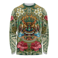 Hawaii Tiki Mask Personalized Long Sleeve Shirt Mele Kalikimaka i Iulai!