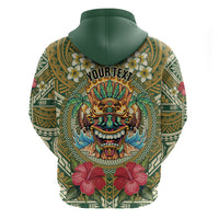 Hawaii Tiki Mask Personalized Zip Hoodie Mele Kalikimaka i Iulai!