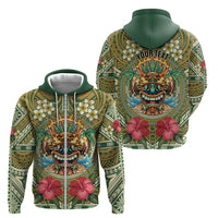 Hawaii Tiki Mask Personalized Zip Hoodie Mele Kalikimaka i Iulai!