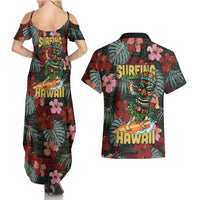 Hawaii Tiki Surfing Couples Matching Summer Maxi Dress and Hawaiian Shirt Mele Kalikimaka i Iulai! LT9 - Polynesian Pride