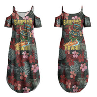 Hawaii Tiki Surfing Couples Matching Summer Maxi Dress and Hawaiian Shirt Mele Kalikimaka i Iulai! LT9 - Polynesian Pride