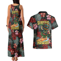 Hawaii Tiki Surfing Couples Matching Tank Maxi Dress and Hawaiian Shirt Mele Kalikimaka i Iulai! LT9 - Polynesian Pride