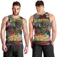 Hawaii Tiki Surfing Men Tank Top Mele Kalikimaka i Iulai!