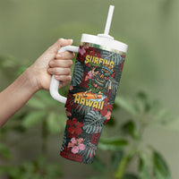 Hawaii Tiki Surfing Tumbler With Handle Mele Kalikimaka i Iulai!