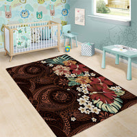 Kanoa Hawai'i Hibiscus Area Rug Polynesian Tribal Tattoo Pattern Floral Elements
