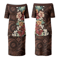 Kanoa Hawai'i Hibiscus Couples Matching Puletasi and Hawaiian Shirt Polynesian Tribal Tattoo Pattern Floral Elements