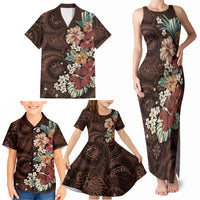 Kanoa Hawai'i Hibiscus Family Matching Tank Maxi Dress and Hawaiian Shirt Polynesian Tribal Tattoo Pattern Floral Elements