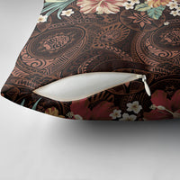 Kanoa Hawai'i Hibiscus Pillow Cover Polynesian Tribal Tattoo Pattern Floral Elements