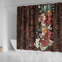 Kanoa Hawai'i Hibiscus Shower Curtain Polynesian Tribal Tattoo Pattern Floral Elements